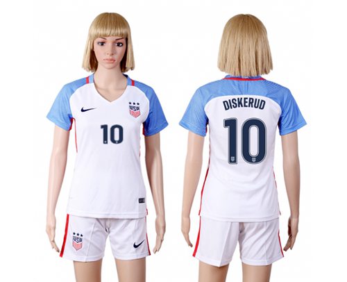 Women's USA #10 Diskerud Home(Three Star) Soccer Country Jersey